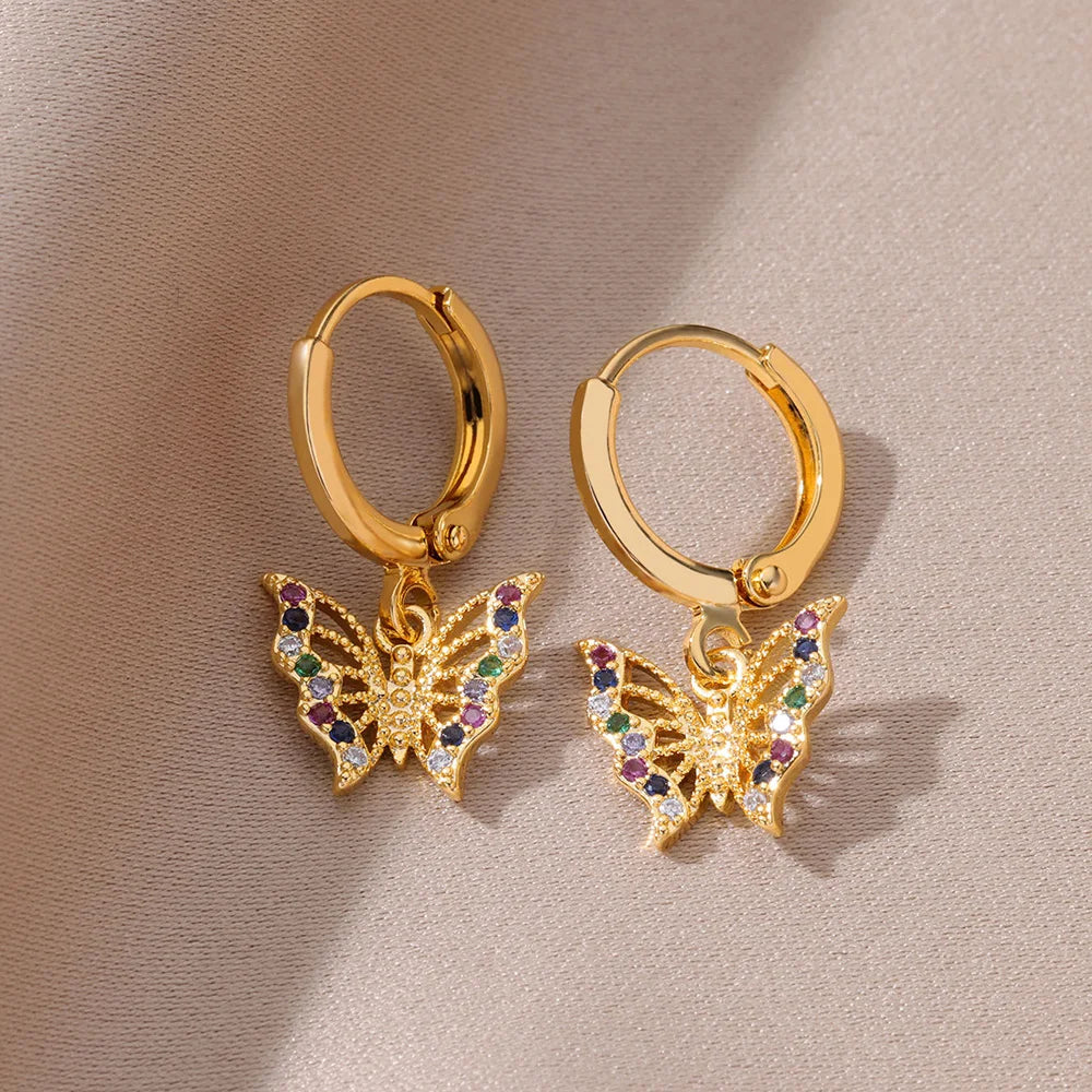Zircon Evil Eye Drop Earrings for Women – Gold Stainless Steel Vintage Aesthetic Jewelry
