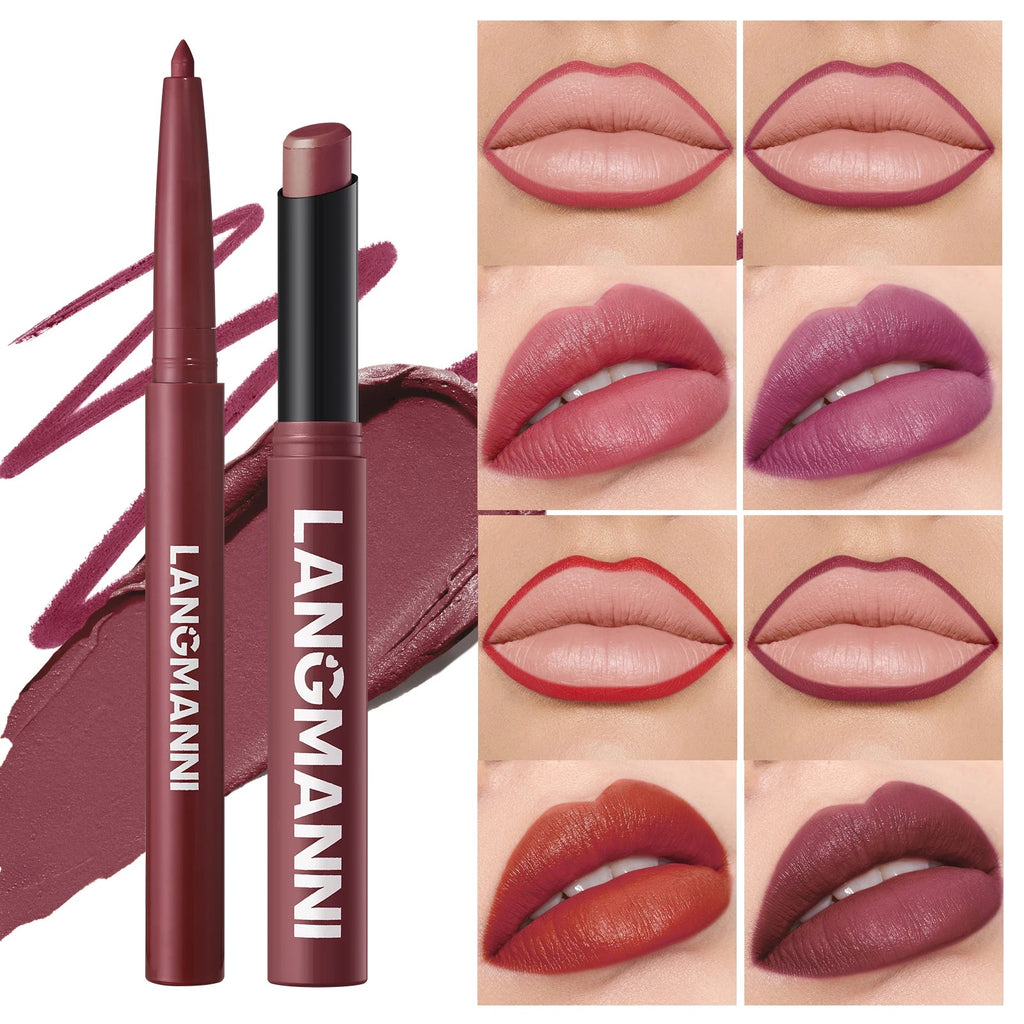 Integrated waterproof lipliner+lipstick lipstick lipstick set,no smudge,no fade,no cup,durable,easy to create a perfect makeup! Nanasbeautyholic