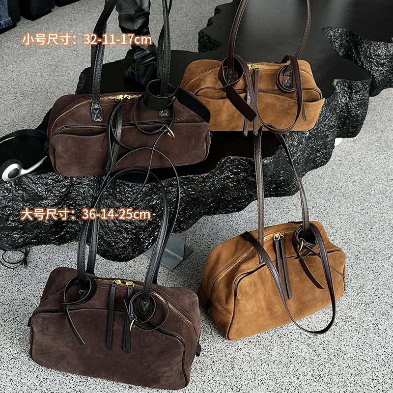 Genuine Leather Tote Bag – Soft Cowhide Shoulder Bag for Women