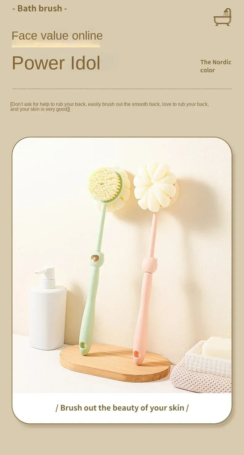 Bath Brush Back Body Bath Shower Sponge Scrubber Brushes With Handle Exfoliating Scrub Skin Massager Exfoliation Bathroom Brush Nanasbeautyholic