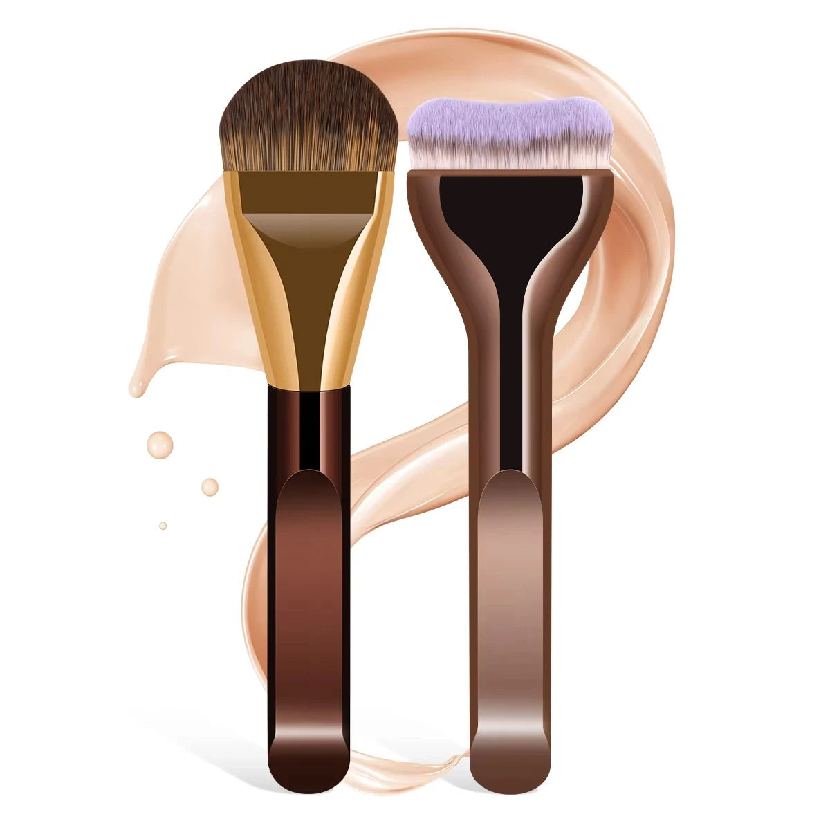 MAANGE 2pcs Foundation Makeup Brushes Set Ultra Thin Top Mask Brush For Liquid Cream Cosmetics Blending Beauty Tool Premium Gift Nanasbeautyholic
