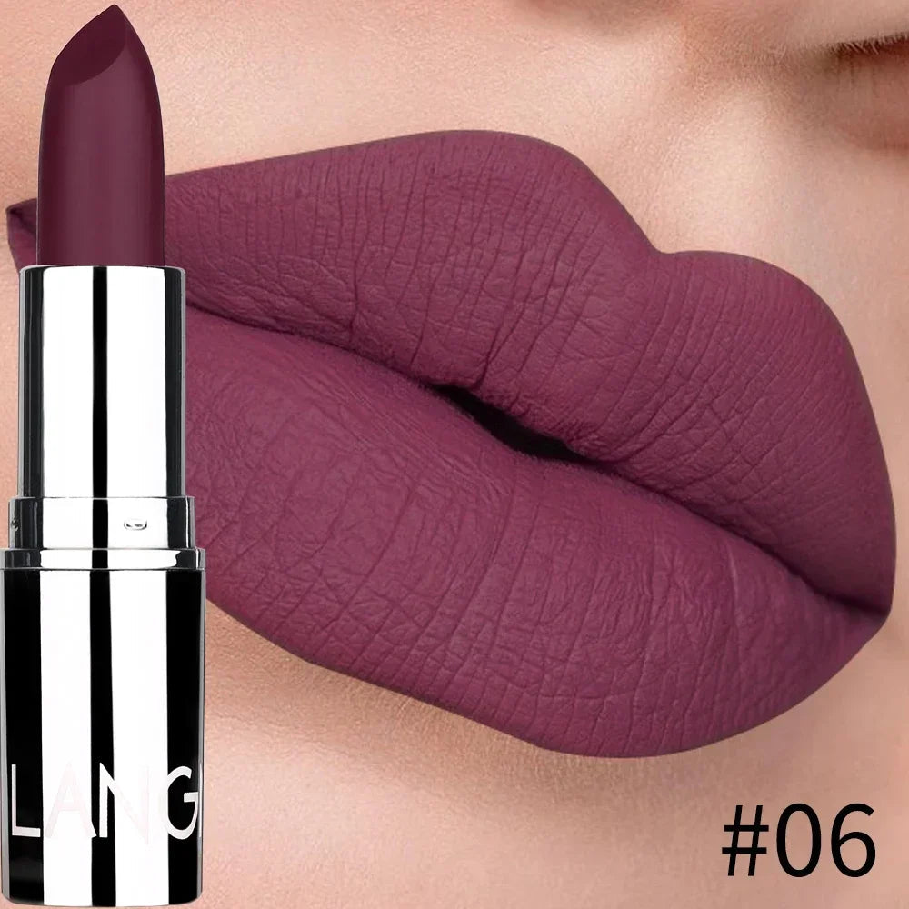 8 Colors Matte Bullet Lipstick Waterproof Long-Lasting Velvet Lipstick Easy To Wear Nude batom Nutritious Makeup Nanasbeautyholic