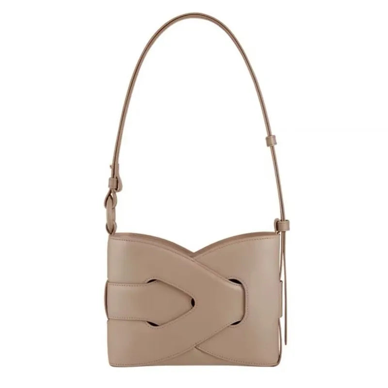 Genuine Leather Bucket Shoulder Bag for Women – Large Capacity Underarm Bag