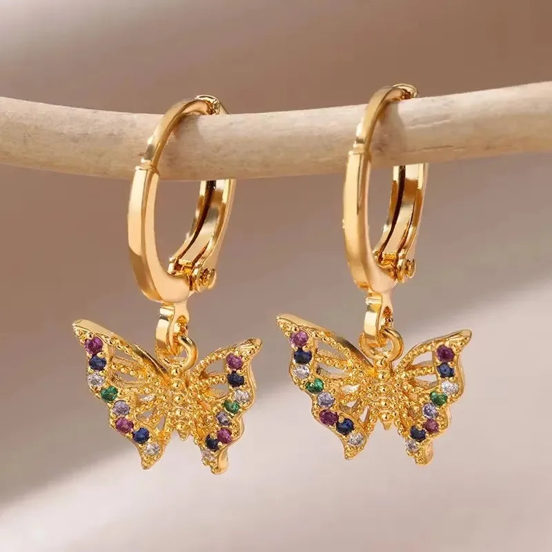 Zircon Evil Eye Drop Earrings for Women – Gold Stainless Steel Vintage Aesthetic Jewelry