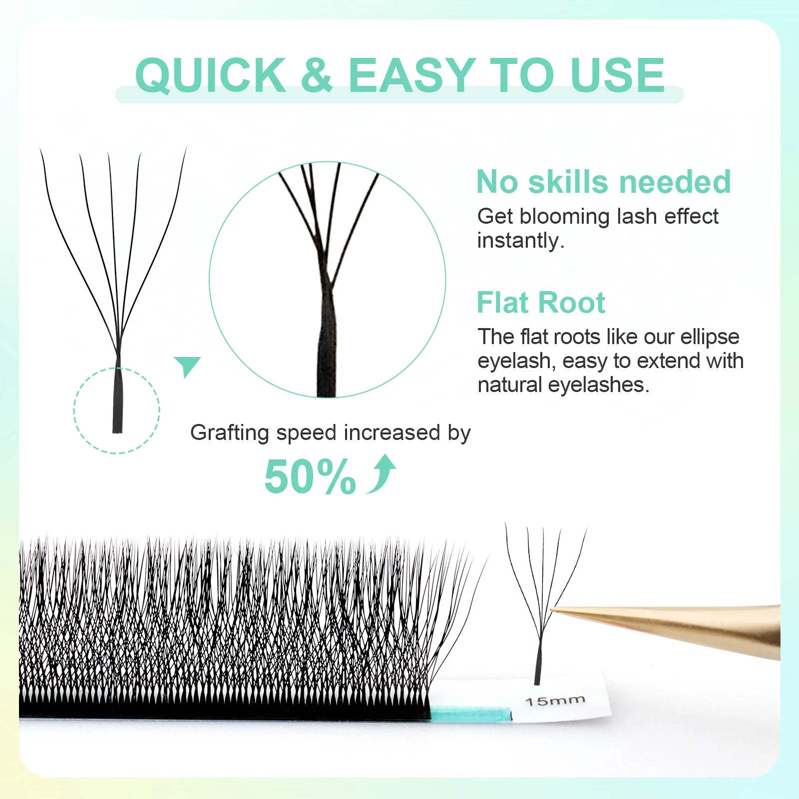 NAGARAKU W Shape Bloom Premade Fans | 3D 4D 5D Double Tips | C/D Curl | 8–15mm