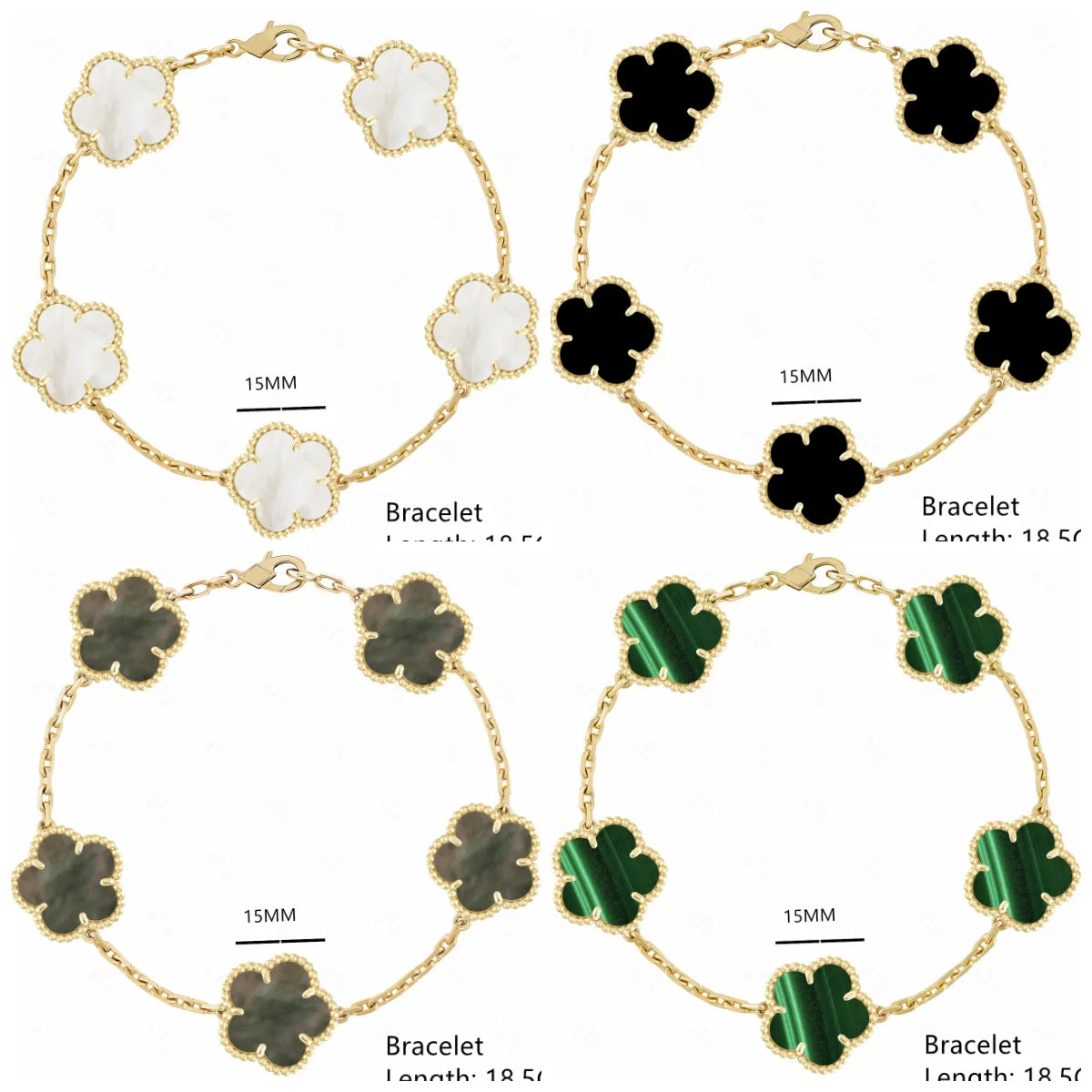 Lucky Clover Natural Mother of Pearl Bracelet & Necklace – Gold & Silver