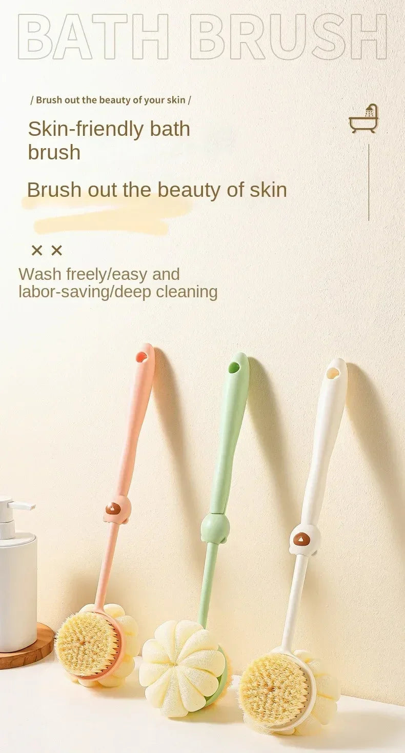Bath Brush Back Body Bath Shower Sponge Scrubber Brushes With Handle Exfoliating Scrub Skin Massager Exfoliation Bathroom Brush Nanasbeautyholic