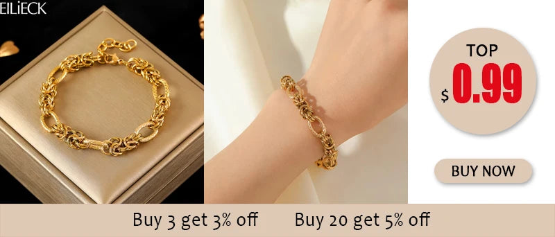 Stainless Steel Beaded Charm Bracelet for Women – 18K Gold Plated Link Chain
