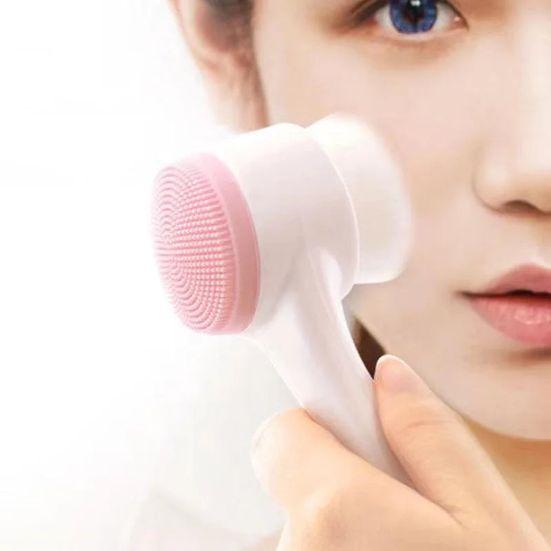 3D Double Silicone Facial Cleansing Brush Manual Massage