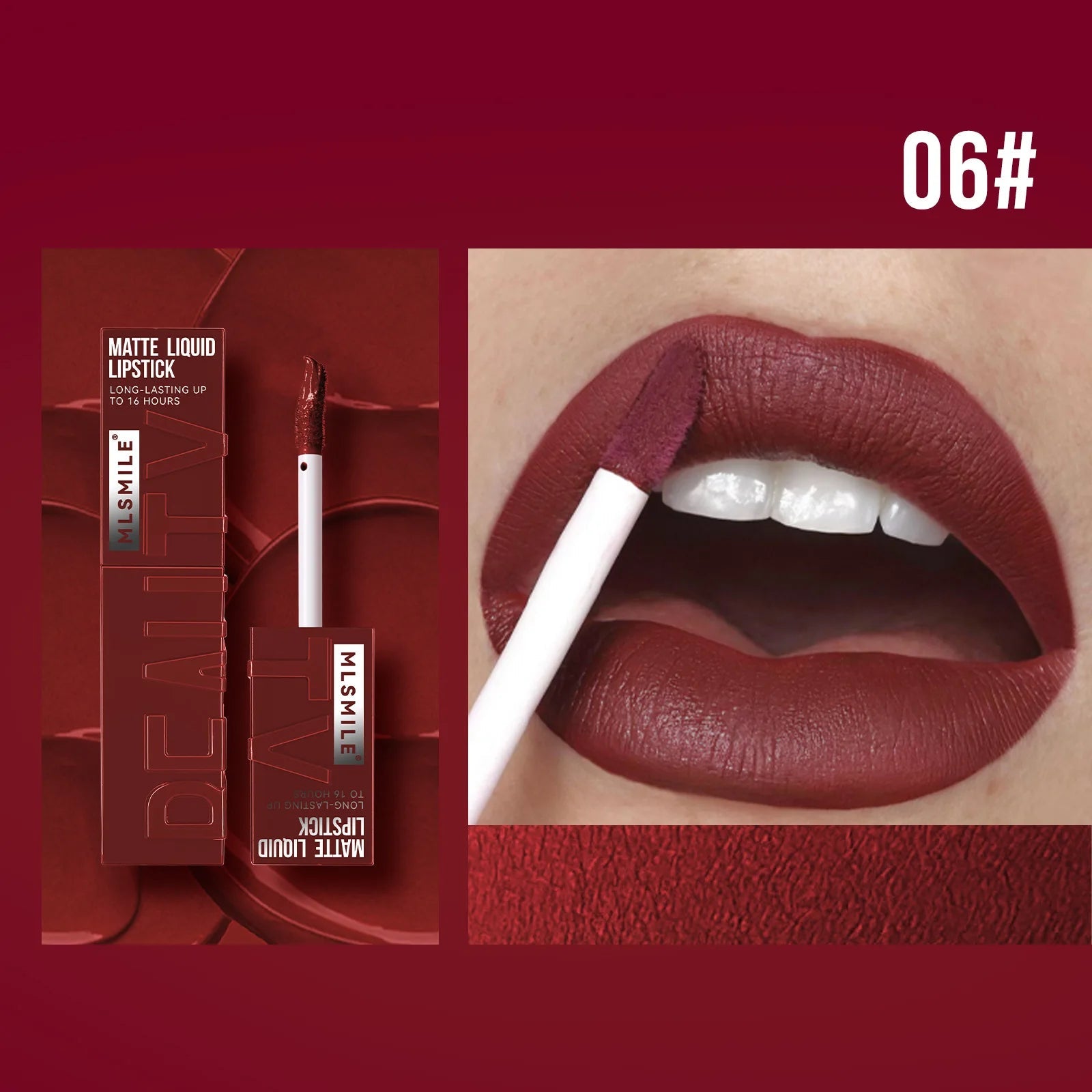 MLSMILE 6 Color Non-stick cup Velvet Satin Gloss Lip glaze Mist Liquid matte lipstick Waterproof long-lasting color liquid Nanasbeautyholic