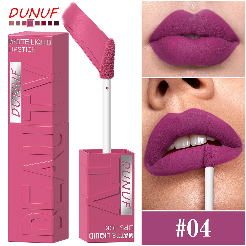 8Pcs/Set Nude Brown Matte Liquid Lipstick Velvet Sexy Dark Red Lip Glaze Non-stick Cup Not Easy To Fade Lip Gloss Lipstick Makeu Nanasbeautyholic