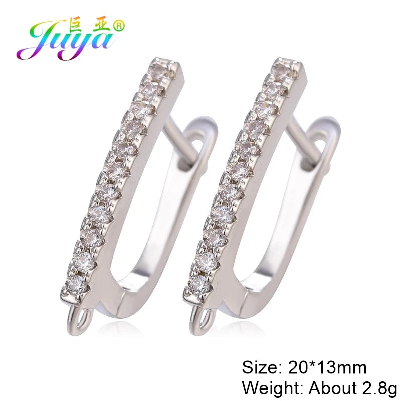 Juya 18K Gold & Silver Plated Earring Hooks – Micro Pave Zircon DIY Jewelry Findings