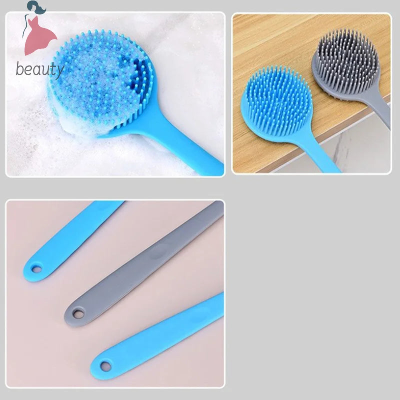 Silicone Back Scrubber,Long Handle Body Scrubber,Light&Easy-to-Hold Shower Brush For Skin Cleaning&Exfoliating With A Free Hook Nanasbeautyholic