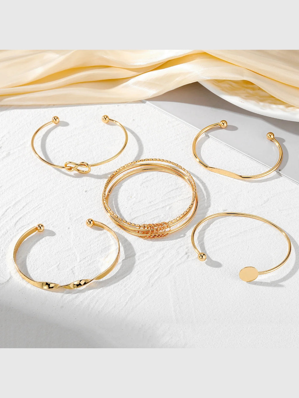 Multilayer Twist Bangle Bracelet Set for Women – 5pcs Stackable Adjustable Punk Jewelry