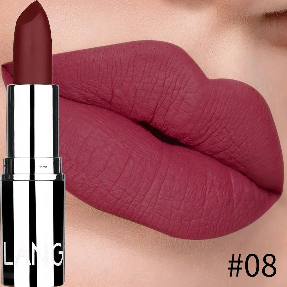 8 Colors Matte Bullet Lipstick Waterproof Long-Lasting Velvet Lipstick Easy To Wear Nude batom Nutritious Makeup Nanasbeautyholic