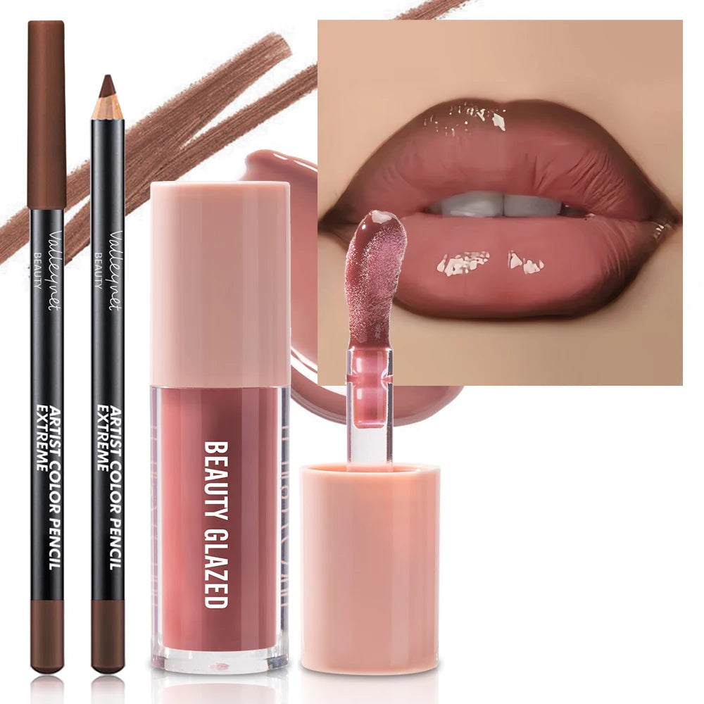2pcs/Set Velvet Texture Lip Makeup,Matte Effect, Red, Brown Colors, Create a Moisturizing and Natural Lip Makeup Nanasbeautyholic
