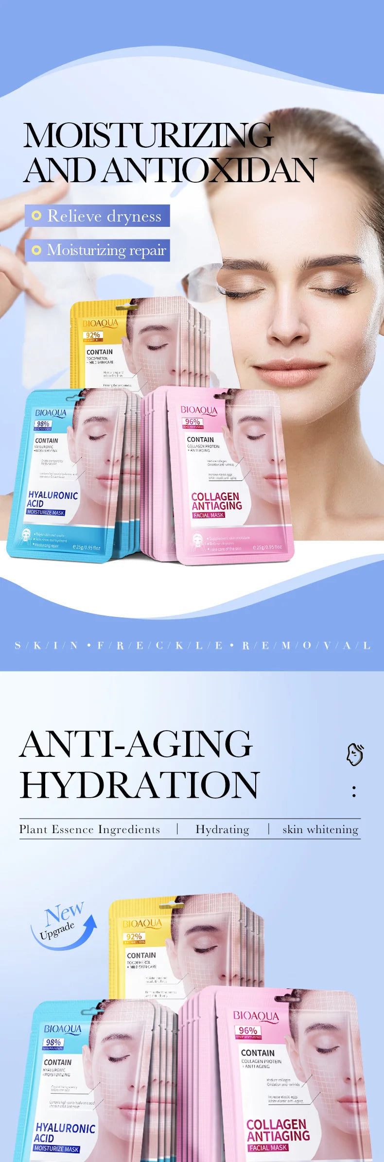 15pcs BIOAQUA Retinol Collagen Facial Masks Firming Moisturizing Nourishing Hydrating Face Mask Facial Skin Care Products Nanasbeautyholic