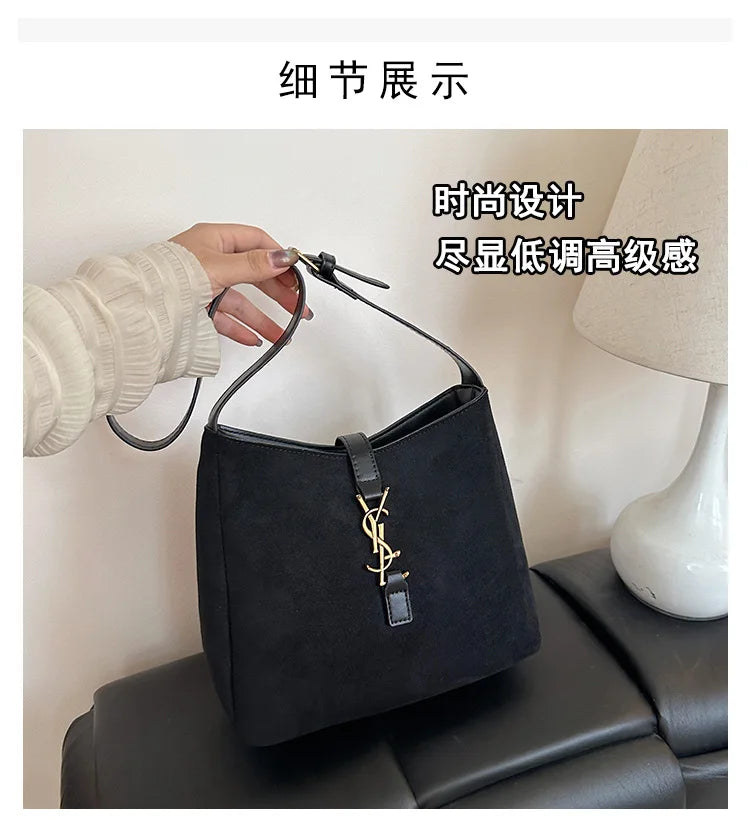 Luxe Faux Leather Bucket Bag – Large Capacity Hobo Shoulder Bag for Women
