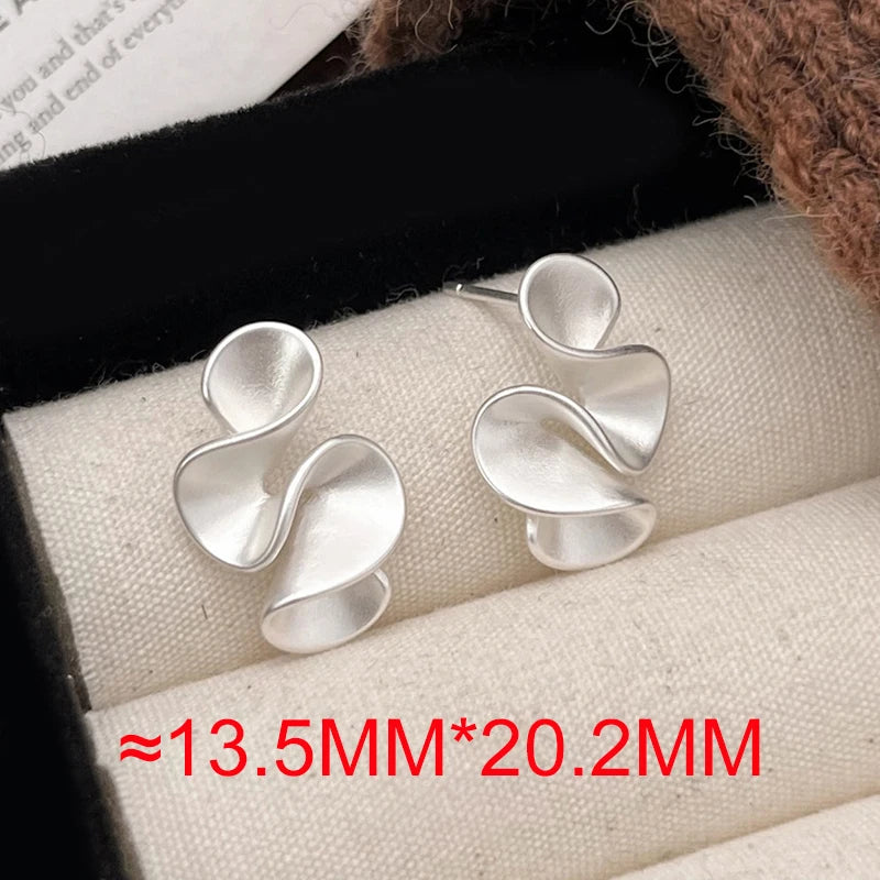 Sterling Silver Twisted Flower Stud Earrings — 18K Gold Plated, Minimalist Fine Jewelry