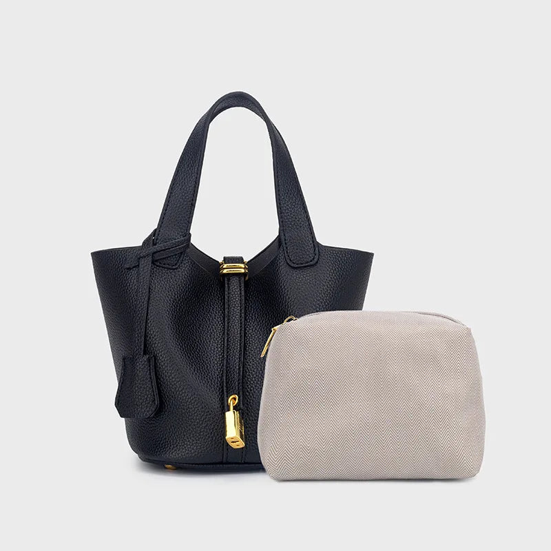 Faux Leather Bucket Bag – Chic & Versatile Women's Handbag