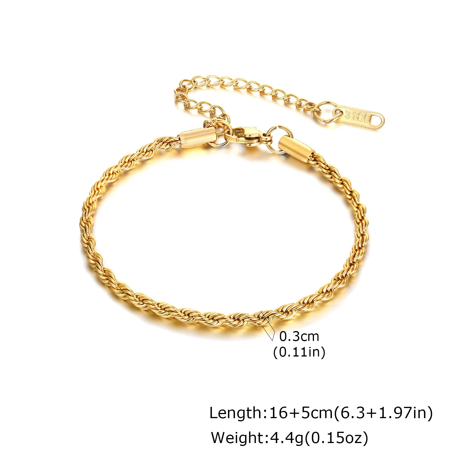 18K Gold Plated Stainless Steel Link Chain Bracelet for Women – Stackable Waterproof Bangle
