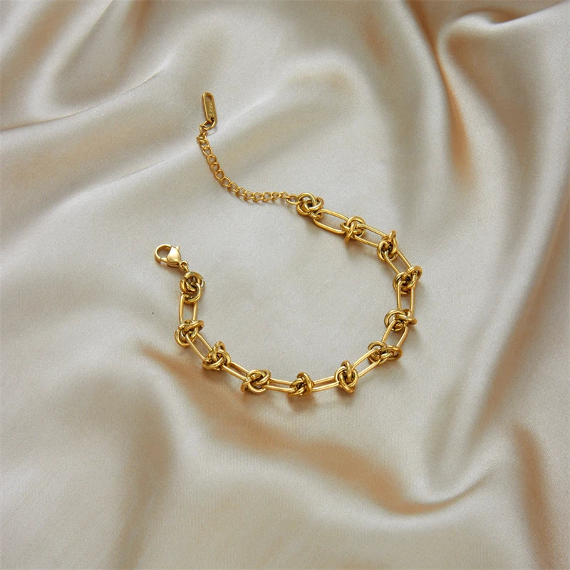 Twist Knot Necklace & Bracelet Set – 316L Stainless Steel, Gold & Silver