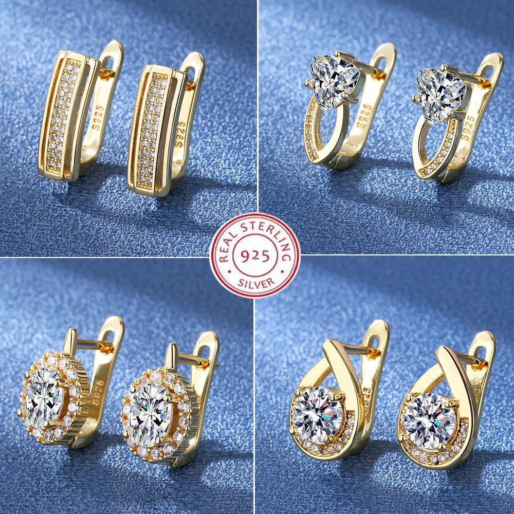 925 Sterling Silver Zircon Stud Earrings for Women | Heart & Crystal Shapes | NGGC Certified | Free Shipping