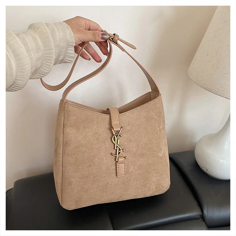 Luxe Faux Leather Bucket Bag – Large Capacity Hobo Shoulder Bag for Women