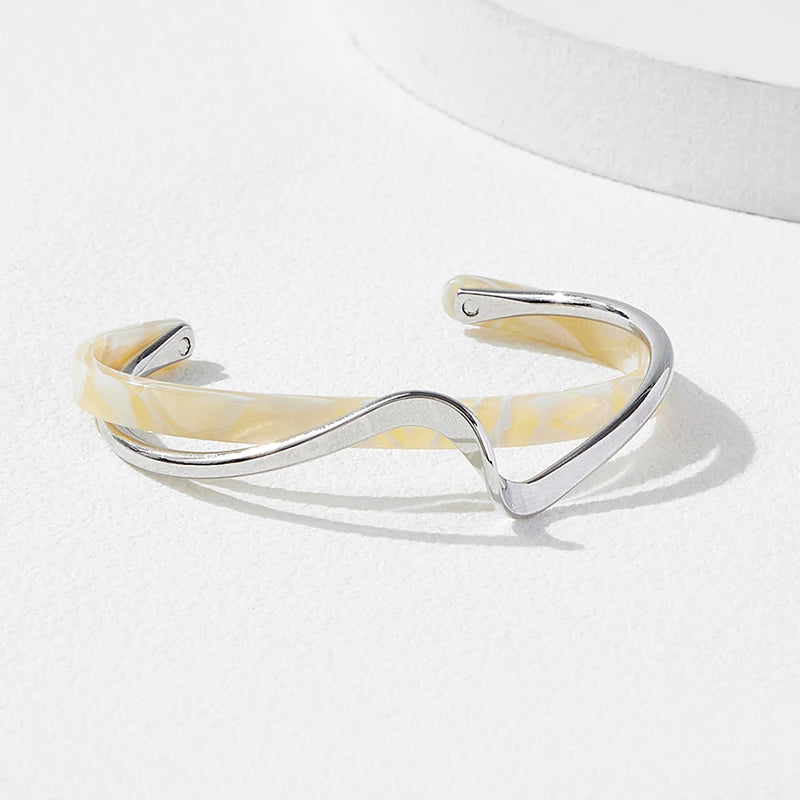 Geometric C-Shape Opening Bangle Bracelet for Women – Trendy Metal Cuff Jewelry Gift