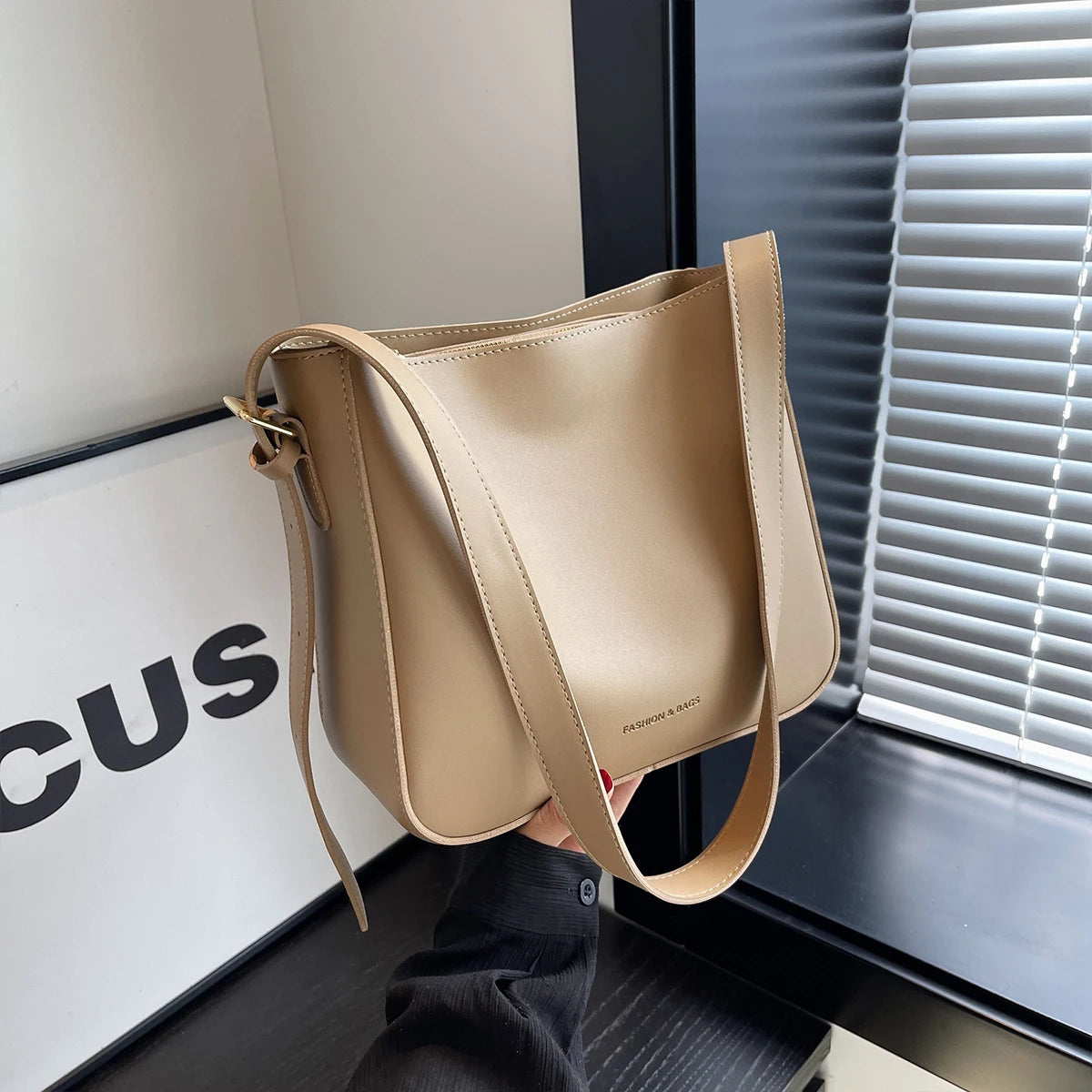 Women's PU Leather Bucket Bag – Large Capacity Shoulder & Crossbody