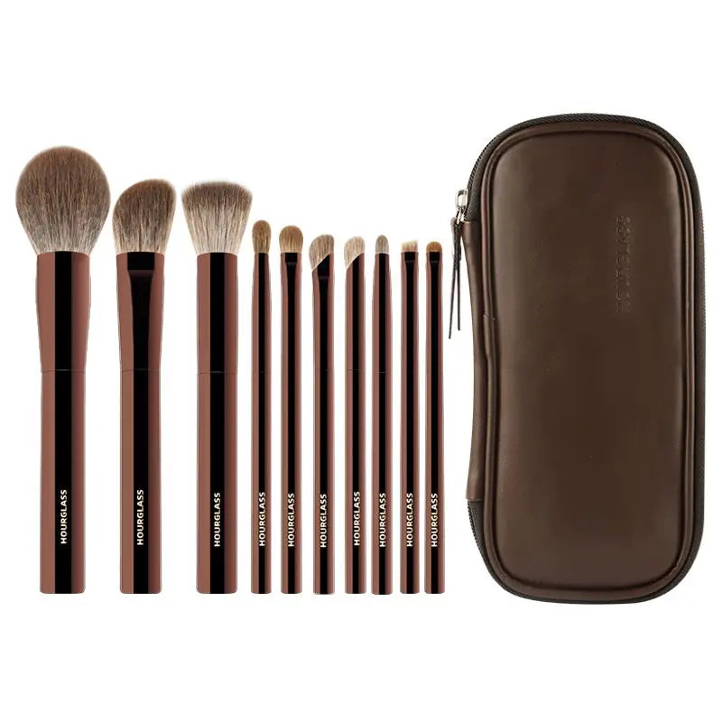 Hourglass Makeup Brush Set 10 Soft and Convenient Eyeshadow, Concealer, Stucco, Grooming Face Makeup Brushes Nanasbeautyholic