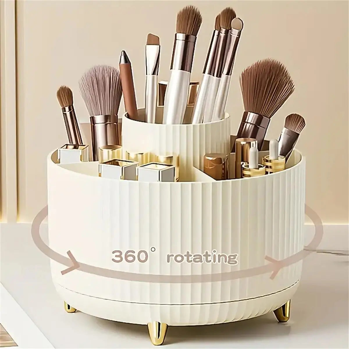 360° Rotating Makeup Organizer - 1pc Plastic