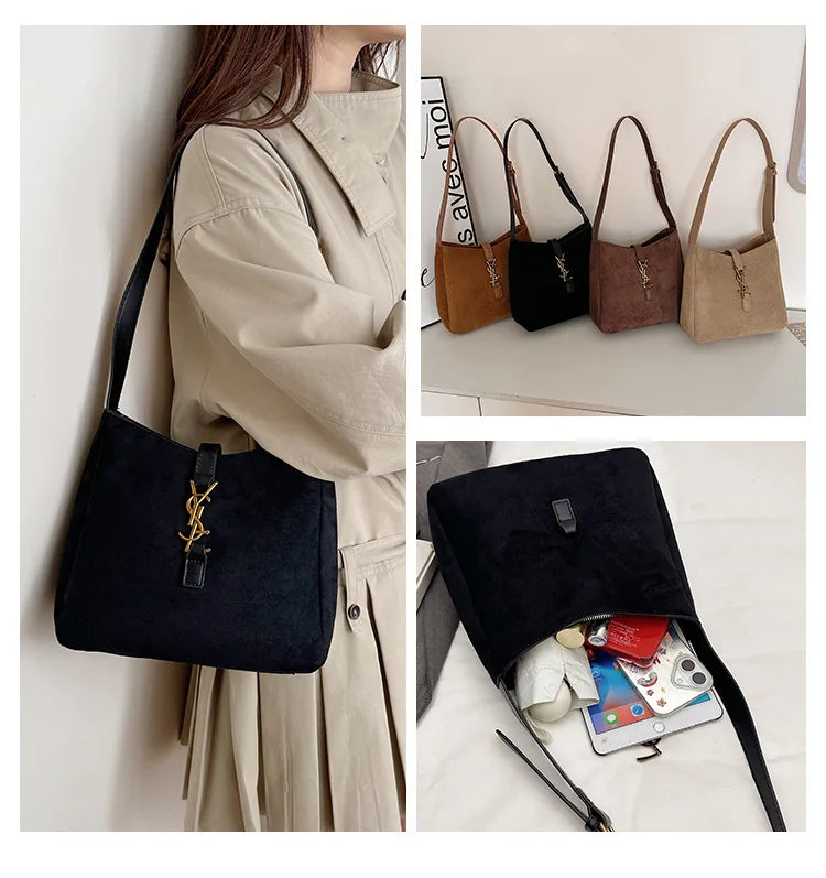 Luxe Faux Leather Bucket Bag – Large Capacity Hobo Shoulder Bag for Women