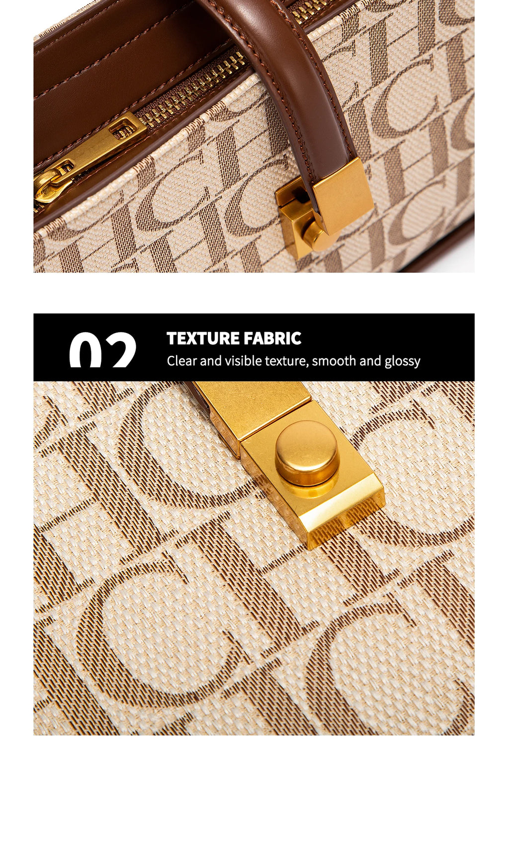 Luxury Baguette Shoulder Bag – Monogram PU Leather Handbag for Women