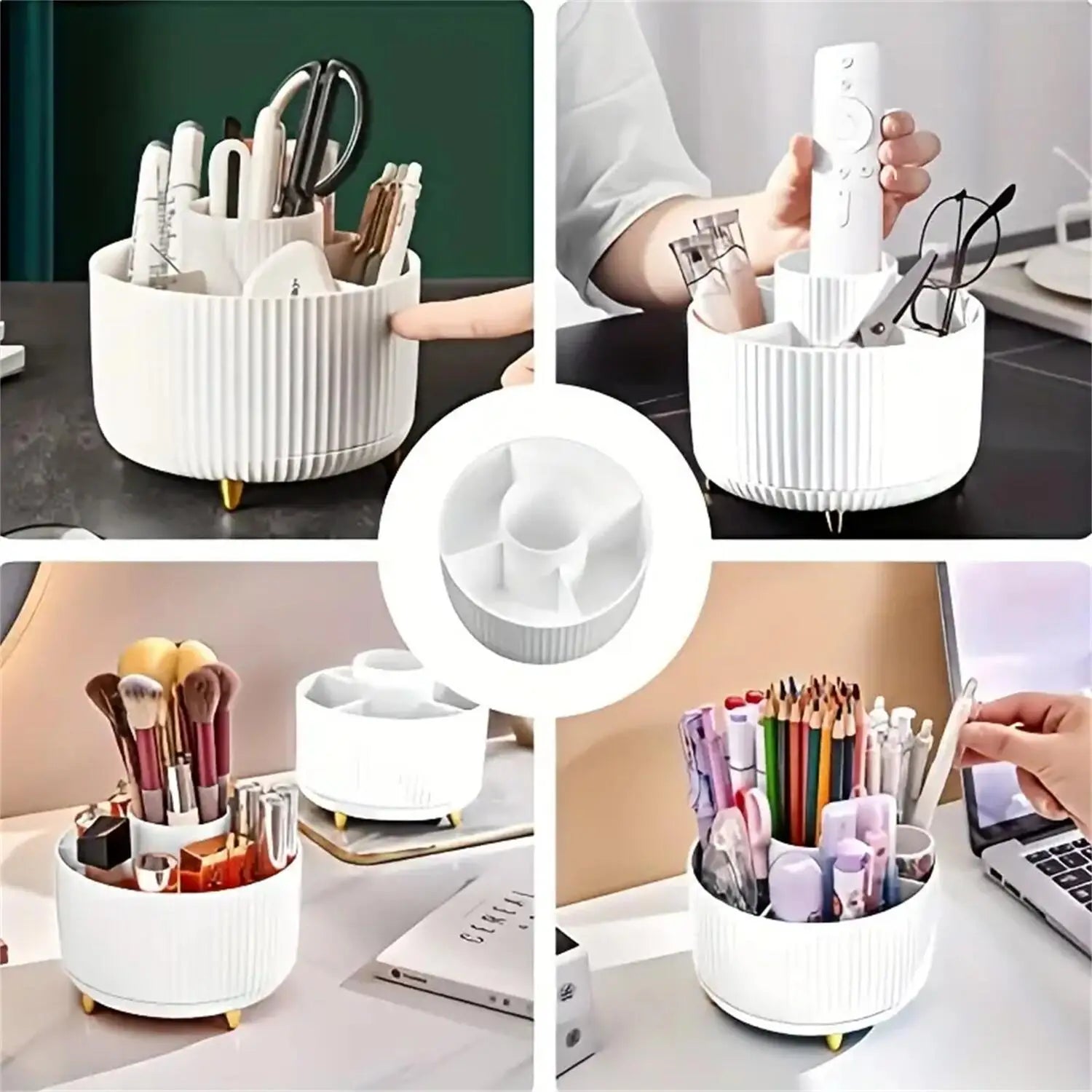 360° Rotating Makeup Organizer - 1pc Plastic