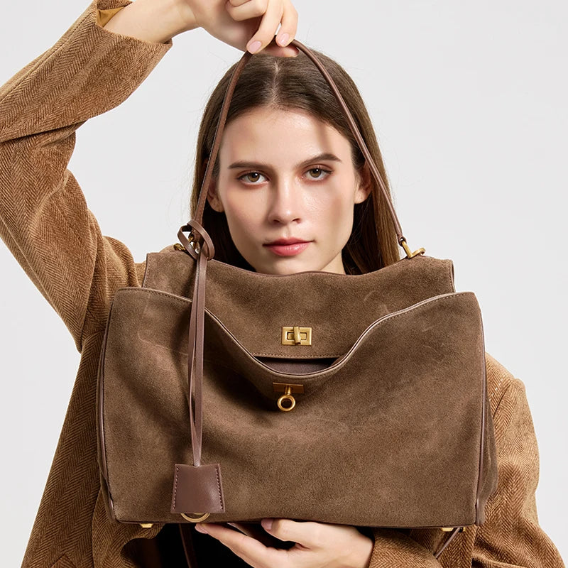 Women's Suede genuine leather Bag Shoulder Handbag Luxury Designer