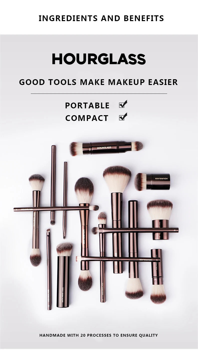 Hourglass Makeup Brush- No.10 Angled Eyeliner/ Eyebrow Brush Soft and Skin-friendly Fiber Hair Fashion Design Single Eye Brush Nanasbeautyholic