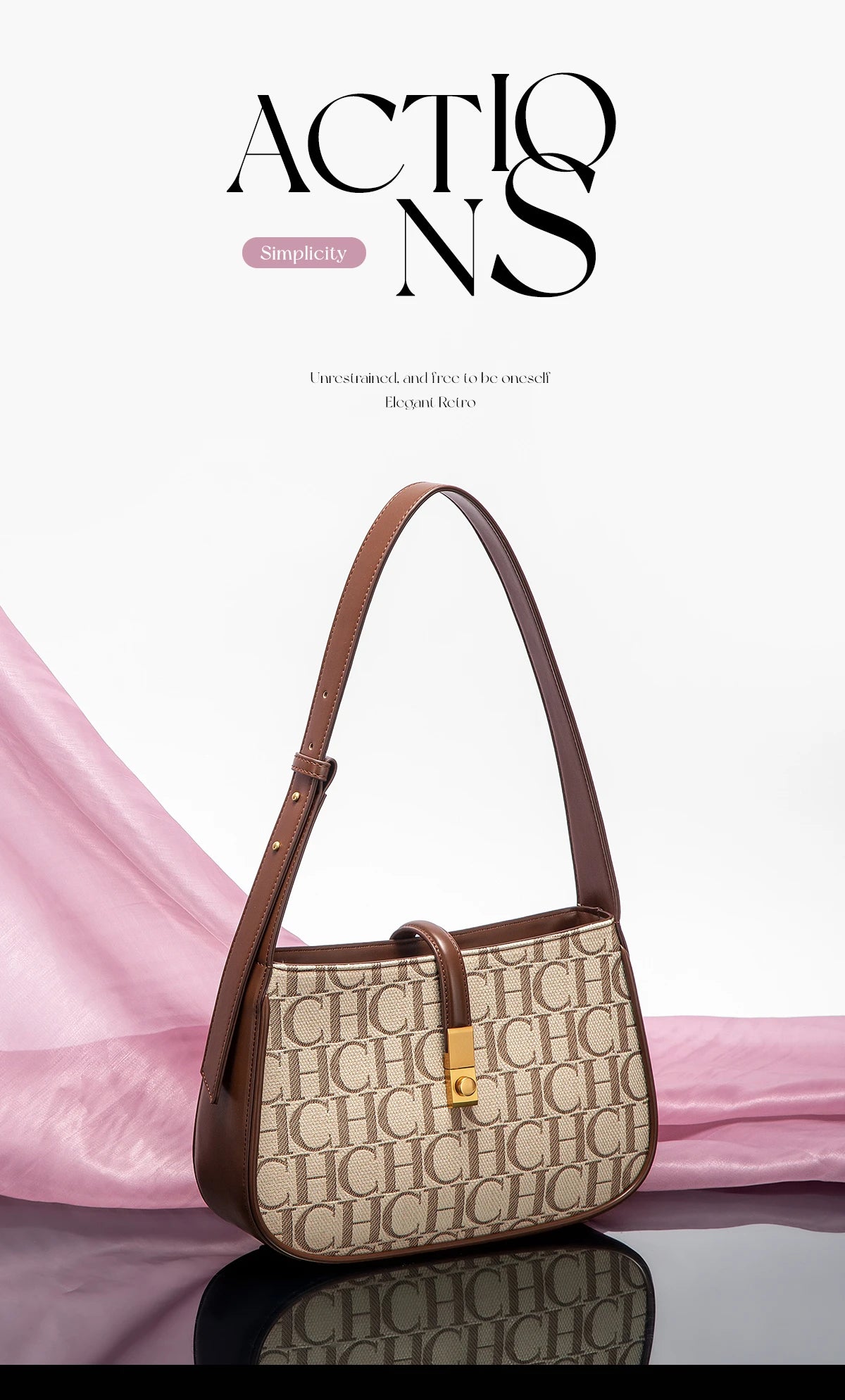 Luxury Baguette Shoulder Bag – Monogram PU Leather Handbag for Women