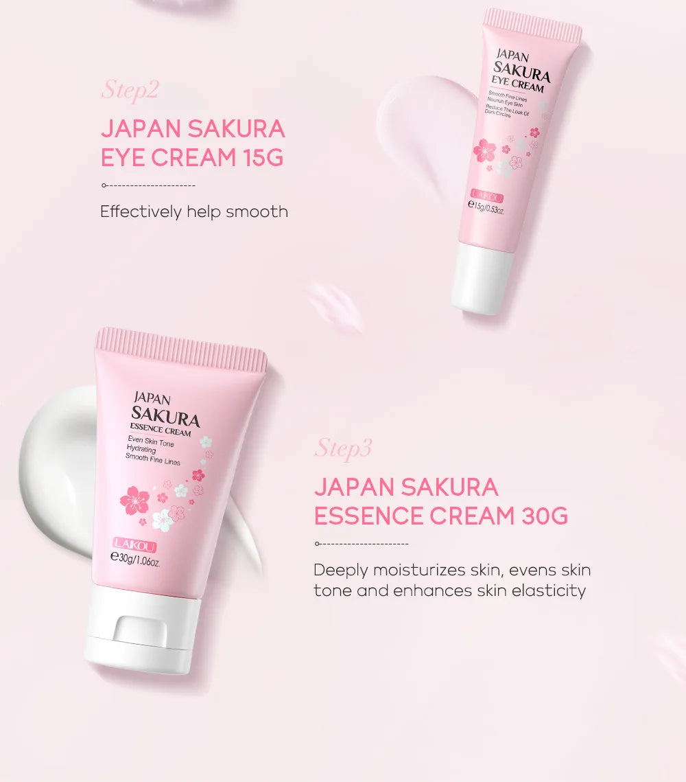 LAIKOU Vitamin C 24K Golden Sakura Skin Care Sets Face Cream Serum 3pcs/set