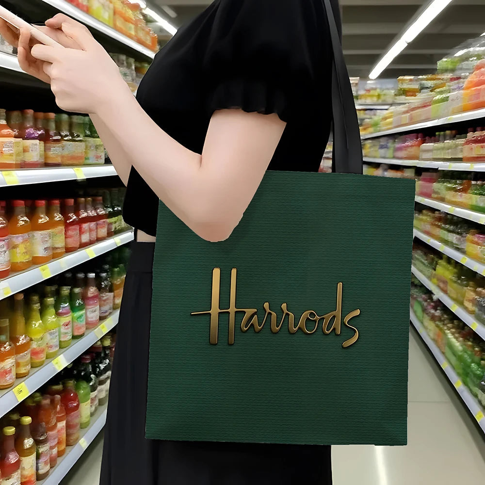 1 Pc  Harrods Tote Bag, Foldable Shopping Bag, Reusable Shopper Bag Art Print Tote Bag Nanasbeautyholic