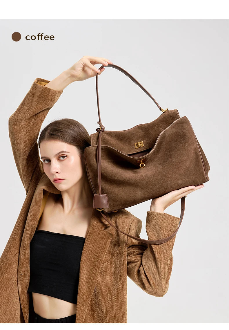 Women's Suede genuine leather Bag Shoulder Handbag Luxury Designer