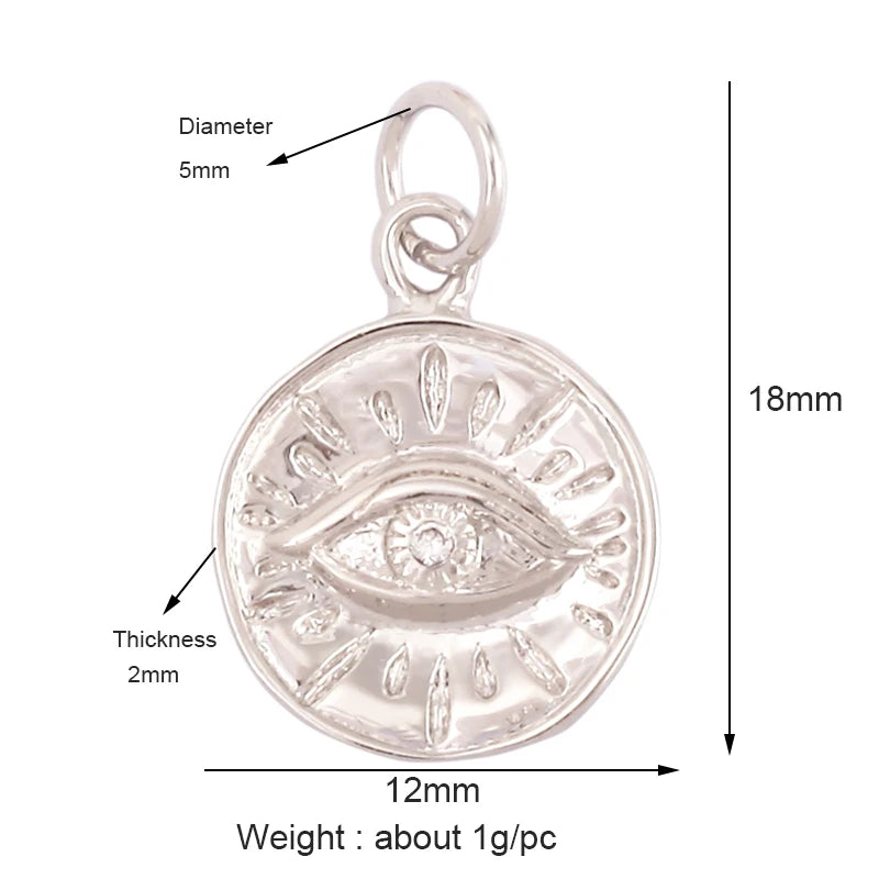 Evil Eye Charm Pendant – 18K Gold Plated CZ Cubic Zirconia | Necklace & Bracelet Jewelry Making