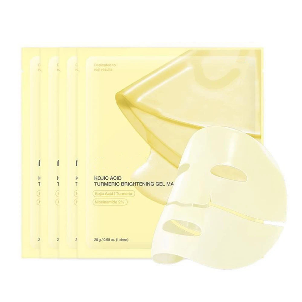 4pcs/Box Absorbable Kojic Acid Turmeric Brightening Gel Mask Collagen Moisturizing Facial Mask Retinol Anti Wrinke Firming Mask Nanasbeautyholic