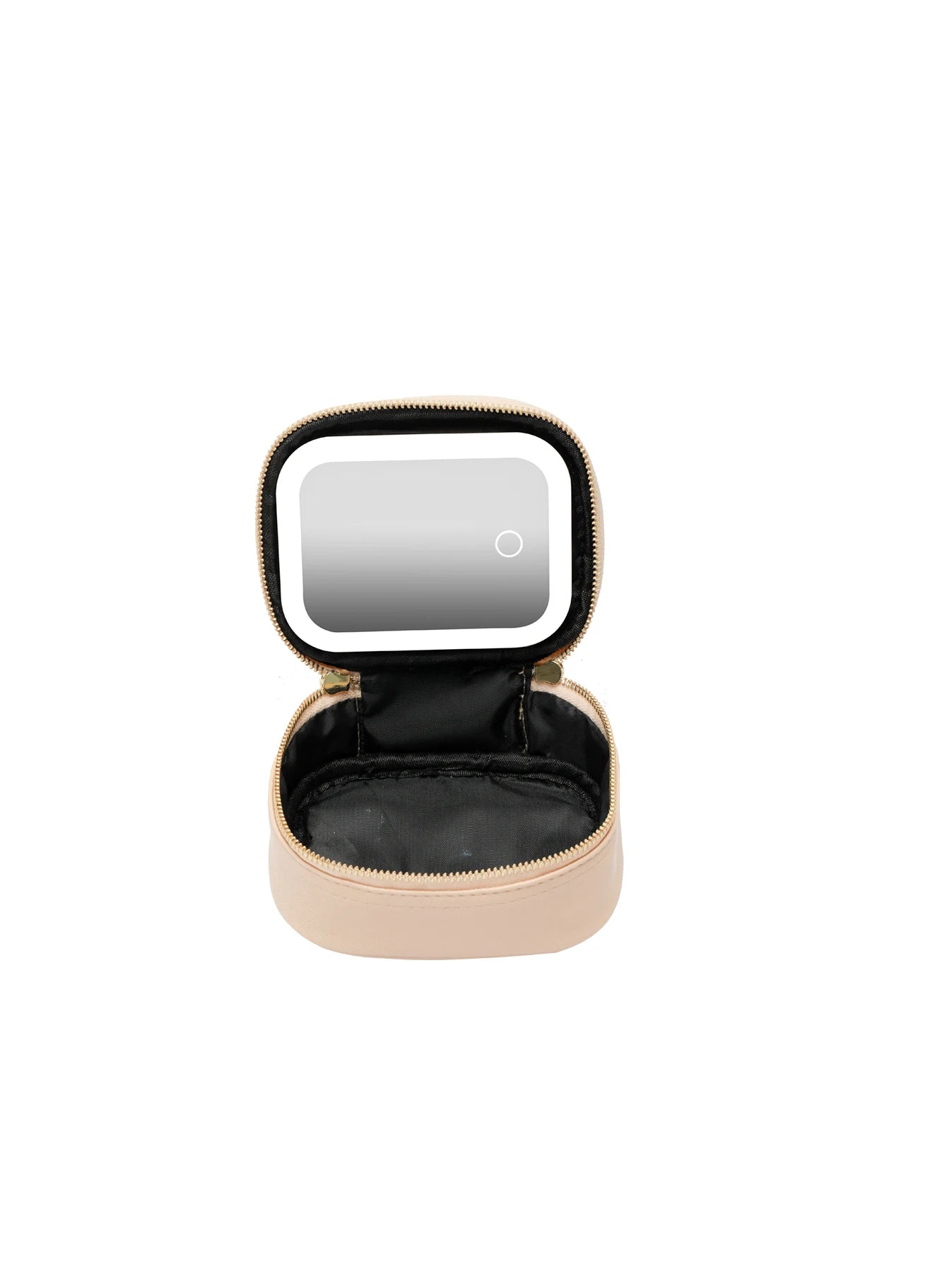 Rechargeable Travel Makeup Bag With LED Mirror, Compact Touch Screen Tabletop Cosmetic Mirror, 3 Colors Light Nanasbeautyholic