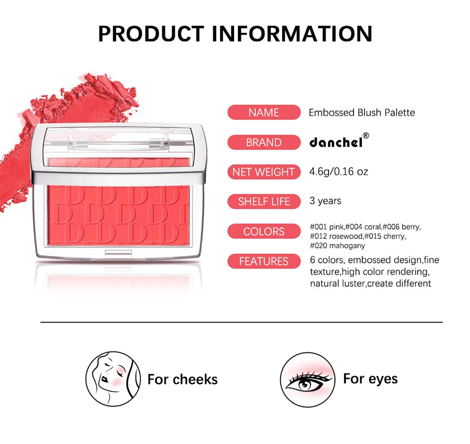 Embossed Matte Blush Palette – High-Pigment Cheek Powder for a Natural Rosy Glow