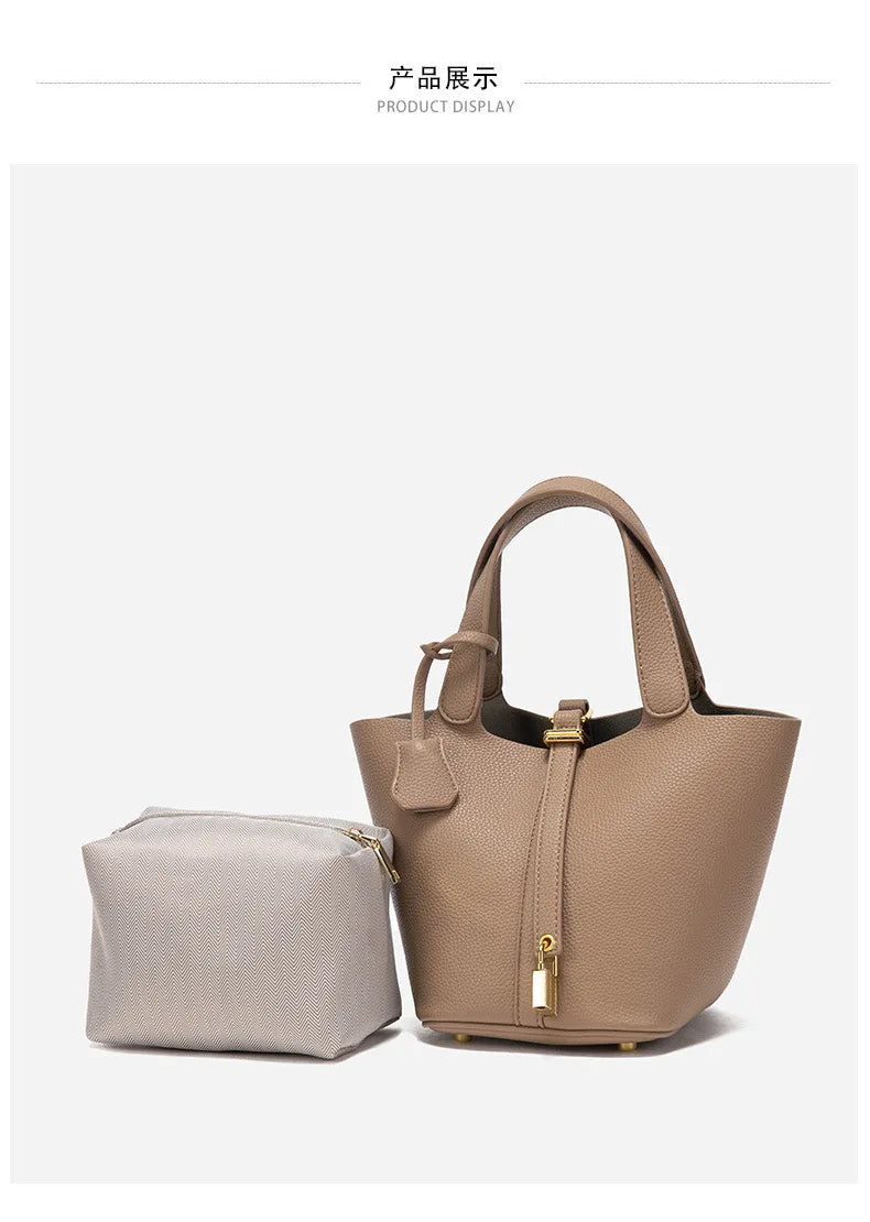 Faux Leather Bucket Bag – Chic & Versatile Women's Handbag