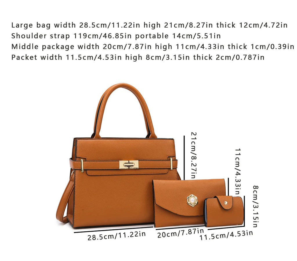 Luxury Women's Handbag Set – Sequined PU Leather Shoulder Bag, Crossbody & Coin Purse
