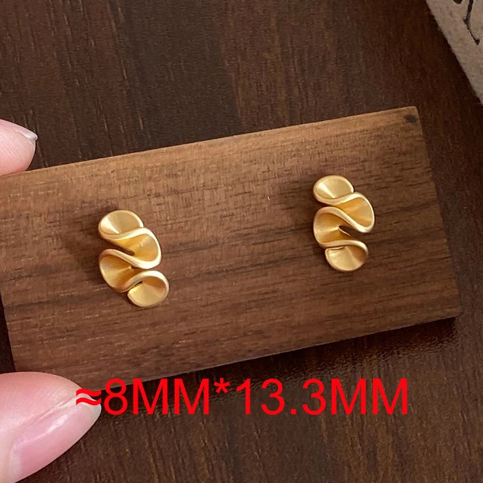 Sterling Silver Twisted Flower Stud Earrings — 18K Gold Plated, Minimalist Fine Jewelry