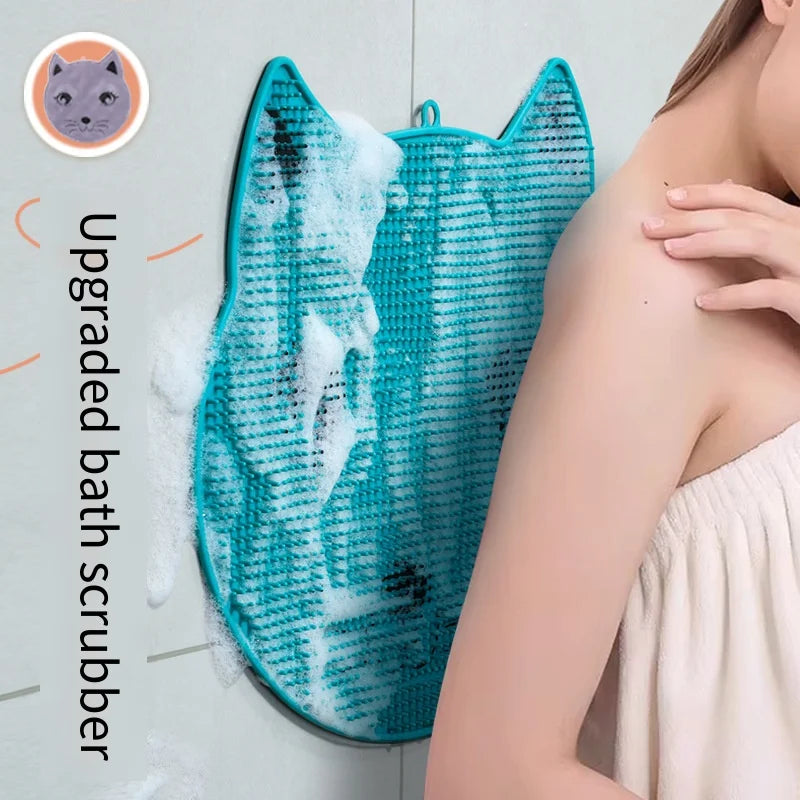 1pc Exfoliating Shower Massage Brush Silicone Back Massager Foot Scrubber Bathroom Non-slip Bath Mat Body Cleaning Bathing Tools Nanasbeautyholic