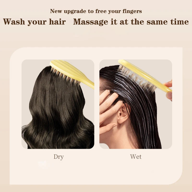 Long Handle Shampoo Brush Silicone Scalp Massage Comb Hair Washing Brush Head Massager Bath Brush Body Scrubber Hair Accessories Nanasbeautyholic